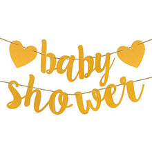 Load image into Gallery viewer, Baby Shower Decorations & Games Pack for Boys/Girls. Unisex Gold/Yellow Design Decos. Bingo + 3 Other Games & Full Set of Baby Shower Decorations - incl Mummy to be Sash, Bunting, Balloons & Confetti.