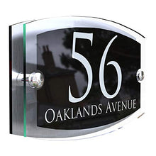 Load image into Gallery viewer, MODERN HOUSE SIGN PLAQUE DOOR NUMBER STREET GLASS EFFECT ACRYLIC ALUMINIUM NAME
