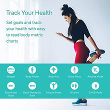 Load image into Gallery viewer, Salter 9192 BK3R Health Curve Bluetooth Smart Bathroom Analyser Scale, Measures Weight, Body Fat/Water, Muscle/Bone Mass, BMI and BMR, 8 User Memory, Connect to Smartphone using MiBody App, Black