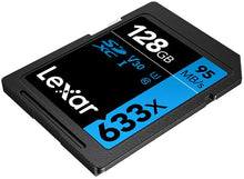 Load image into Gallery viewer, Lexar Professional 633x 128GB SDXC UHS-I Card, Up To 95MB/s Read, for Mid-Range DSLR, HD Camcorder, 3D Cameras, LSD128GCB1EU633 (Product Label May Vary)