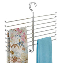 Load image into Gallery viewer, iDesign 6760 Scarf Hanger with 8 Tiers, Metal Hanging Scarf Organiser for Wardrobe or Closet, Also Works as Tie Rack or Belt Hanger, Silver