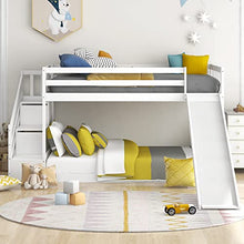 Load image into Gallery viewer, Bunk bed children's cabin bed frame with ladder wooden bunk bed for children, solid pine wood frame for kids dormitory school (loft bed with 2 Drawers)