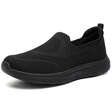 Load image into Gallery viewer, HKR Womens Trainers Slip on Comfortable Nursing Work Shoes for Walking Memory Foam Mesh Ladies Running Sneakers All Black UK 5