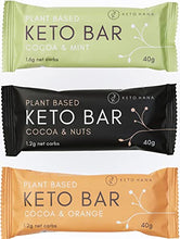 Load image into Gallery viewer, Keto Hana Cocoa & Mint Bar Keto Diet Vegan Grain Free Dairy Free Plant Based No Refined Sugars Gluten Free 1.6g Net Carbs - 40g a bar, 12 in a Box