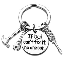 Load image into Gallery viewer, Dad Gift Dad Keyring Papa Gifts for Dad from Daughter Son Fathers Day Key Ring Keychain Daddy Birthday Gifts for Dad Funny Dad Gifts If Dad Cant fix it no one can (to My dad)