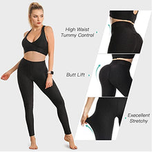 Load image into Gallery viewer, Netolo TIK Tok Leggings Butt Lift, Women Gym Leggings High Waist Waffle Leggings, Scrunch Honeycomb Leggings Anti Cellulite Leggings for Workouts Yoga Pants - M Black