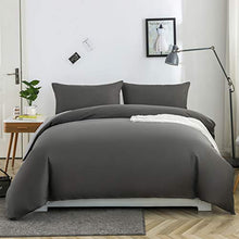 Load image into Gallery viewer, MOHAP Duvet Cover Set 3 PCS Double Plain Brushed Microfiber Bedding Duvet Cover with Pillowcases Dark Grey+Light Grey