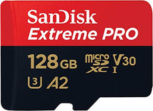 Load image into Gallery viewer, SanDisk Extreme Pro 128GB microSDXC Memory Card + SD Adapter with A2 App Performance + Rescue Pro Deluxe 170MB/s Class 10, UHS-I, U3, V30