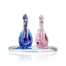 Load image into Gallery viewer, London Boutique Crystal Blue Pink Swan Wedding Couple Anniversaries Gift Present in White Gift Box