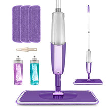 Load image into Gallery viewer, MEXERRIS Microfibre Spray Mop for Floor Cleaning - Wet Dry Dust Kitchen Floor Cleaning Mop with 2 Refillable Bottle 360°Rotatable Hardwood Mop for Laminate Wood Tiles 3 Reusable Pads and 1 Scrubber
