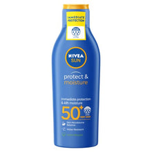 Load image into Gallery viewer, NIVEA SUN Protect and Moisture Lotion SPF50+ (200ml), Moisturising Suncream with SPF50+, Advanced Sunscreen Protection, Water-Resistant Suncream Formula, Suncream 50