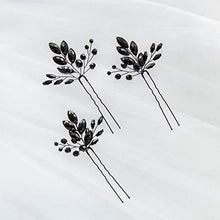 Load image into Gallery viewer, Kercisbeauty Wedding Black Crystal Hair Pins for Bride Bridal Bridesmaid Headpiece Prom Hair Accessory 3pcs