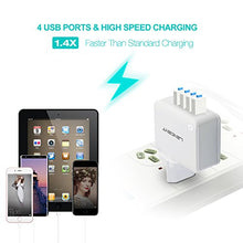 Load image into Gallery viewer, LENCENT USB Charger Plug, 4-Port USB Universal Travel Adaptor Plug, 22W/5V 4.4A Wall Charger with UK/USA/EU/AUS Worldwide Travel Charger Adapter for iPhone, iPad, Android, Tablets and More