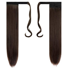 Load image into Gallery viewer, FESHFEN 24" Long Straight Wrap around Ponytail Extensions Synthetic Clip in Ponytail Hair Extensions Hairpiece for Women 130g, Medium Brown