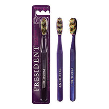 Load image into Gallery viewer, PRESIDENT Exclusive Medium Toothbrush -- Cleans and Removes Plaque, Tartar and Staining to Prevent Cavities -- 6 MIL (Purple/Multicolour)