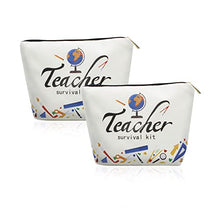 Load image into Gallery viewer, Teacher Appreciation Gifts - 2PCS Waterproof High Capacity Teacher Survival kit Cosmetic Bags Best Teacher Ever Teacher Supplies for Classroom Makeup Bag Pencil Pouch