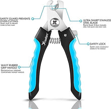 Load image into Gallery viewer, Candure Dog Nail Clippers for Large, Medium and Small Breed Professional Pet Nail Clipper Suitable for Cats, Rabbits and Guinea Pigs With Safety Lock and Protective Guard to Avoid Over Cutting (6")
