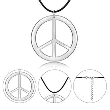 Load image into Gallery viewer, Dacitiery 3 Pcs Hippie Costume Set, Funky Afro Wig VintageSunglasses and Peace Sign Necklace Fancy Dress Hippy Accessories for60s/70s Theme Party( Black)