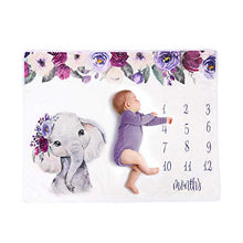 Load image into Gallery viewer, Baby Monthly Milestone Blanket for Boy or Girl Newborn Elephant Flannel Photo Props Backdrop Personalized Shower Gifts Track Age & Growth