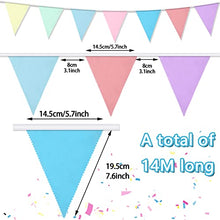 Load image into Gallery viewer, Alintor 46 Flags 40.6ft Bunting, Macarons Fabric Bunting + 18 Pastel Balloons, Birthday Bunting, Easter Bunting Ideal for Indoor Outdoor Ramadan, Baby Shower Banner, Garden Party Decorations
