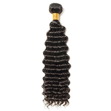 Load image into Gallery viewer, 10"-24" Deep Wave Brazilian Virgin Human Hair Weave Bundles Remy Hair Extensions Weave Weft #1B Natural Black (14 inch-100g)
