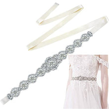 Load image into Gallery viewer, Wedding Dress Belt, Rhinestone Bridal Belt Crystal Sash Accessories Silver Pearl Girls Dress Belt for Bride Bridesmaid Women Wedding Party Prom