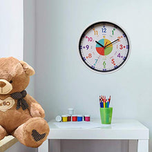 Load image into Gallery viewer, EMITDOOG Time Teacher Wall Clock Learn To Tell The Time Wall Clock Colorfull Non Ticking For Kids,Girls,Boys Classroom,Bedroom,Living Room,Nursery12inch