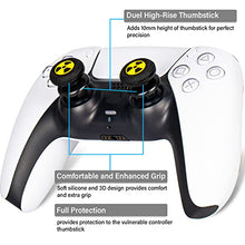 Load image into Gallery viewer, Playrealm FPS Thumbstick Extender & 3D Texture Rubber Silicone Grip Cover 2 Sets for PS5 Dualsenese & PS4 Controller (Radiation Black)