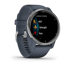 Load image into Gallery viewer, Garmin Venu 2 GPS smartwatch with all-day health monitoring, Silver Bezel with Granite Blue Case and Silicone Band