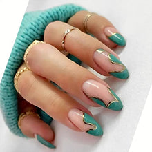 Load image into Gallery viewer, KXAMELIE Green Press on Green Nails UV Finish Gel Nails,Medium Almond Shape Reusable Fake Nails with Glue for Women Girls DIY Manicure Nail Art,2022 Fashion Nails