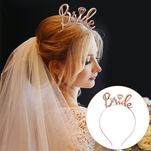 Load image into Gallery viewer, 25 PCS Bride Headband Tiara Hen Party Shot Glasses Necklace Bride Tribe Wristbands Bride to Be Team Bride Accessories for Wedding Bridal Shower Bachelorette Party Hen Party