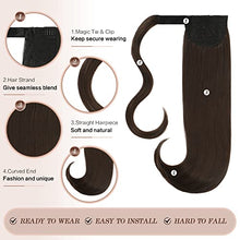 Load image into Gallery viewer, FESHFEN Ponytail Extension 18" Wrap Around Hair Ponytails Long Straight Ponytail Hair Extensions Synthetic Clip in Pony Tail Extensions Medium Brown Hairpiece for Women Girl