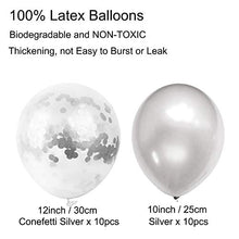 Load image into Gallery viewer, ZERODECO Silver Balloons Decorations, Bday Metallic Foil Happy Birthday Balloon Fringe Shiny Curtains Star Balloons Heart Balloons Confetti Balloons and Latex Balloons (Silver A)
