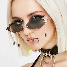 Load image into Gallery viewer, Dollger Rimless Cute Sunglasses For Women Trendy Vintage Creative 90s Sunglasses Funny Cloud Shaped Disco Glasses (A Grey)