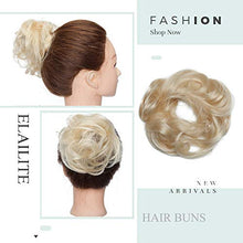 Load image into Gallery viewer, Elailite Messy Hair Buns Hair Piece Real Human Hair Curly - Updo Scrunchies Hair Extensions Donut Hair Chignons For Women - #60 Platinum Blonde