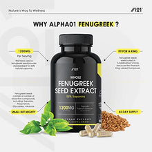 Load image into Gallery viewer, Whole Fenugreek Seed Extract Capsules - 1200mg - High Strength 50% Saponins - Trigonella Foenum Graecum - Gluten Free, 90 Vegan Caps