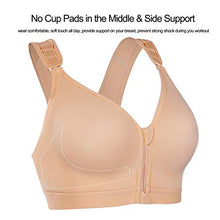Load image into Gallery viewer, BRABIC Women Post-Surgical Sports Support Bra Front Closure with Adjustable Straps Wirefree Racerback, Beige 1, M