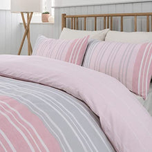 Load image into Gallery viewer, Sleepdown Textured Stripe Blush Pink Grey Reversible Duvet Cover & Pillowcase Set Bedding Quilt Case Single Double King Super King (Double)