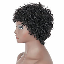 Load image into Gallery viewer, PORSMEER Human Hair Afro Wigs for Black Women Short Kinky Curly Bob Wigs 150% Density 100% Brazilian Real Hair Natural Black (1B)
