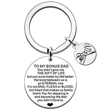 Load image into Gallery viewer, JETTOP Step Dad Gifts Keyring-Best Bonus Dad from Stepdaughter Stepson Fathers Day Gift for Dad in Law Birthday Christmas Presents