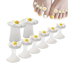 Load image into Gallery viewer, Toe Separators, Silicone Daisy Flower Toe Spacers Toe Stretchers for Nail Polish Nail Art Pedicure Tools, Silicone Spacers Dividers for Nail Polish Nail Art DIY Pedicure Tool 8 pcs (White)