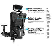 Load image into Gallery viewer, SIHOO Office Desk Chair, Ergonomic Computer Chair with Adjustable Headrest and Lumbar Support,High Back Executive Swivel Chair (Black)