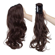Load image into Gallery viewer, Ponytail Extension Clip in Claw 18" Long Wavy Jaw Pony Tails Clip on Hairpiece for Women Girls Medium Brown