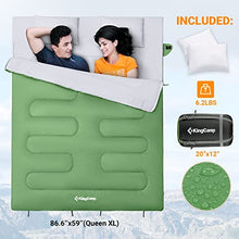 Load image into Gallery viewer, KingCamp Double Sleeping Bag with 2 Pillows Queen Size & Extra-Large Rectangular Sleeping Bags for Adults 4 Seasons Waterproof Envelope Sleeping Bag for Camping Hiking Indoor Outdoor