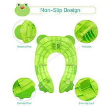 Load image into Gallery viewer, Pejoye Foldable Potty Toilet Training Seat, Travel Portable Toilet Seat Toddler, Folding Potty Training Seat for Kids with 6 Anti Slip Silicone Pads and 1 Carry Bag, Green Frog