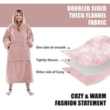 Load image into Gallery viewer, Oversized Blanket Hoodie for Men & Women, Super Soft Warm Cozy Wearable Sweatshirt Hoodie for Adults Thick Flannel Blanket with Sleeves and Giant Pocket, One Size (PINK)