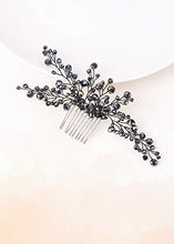 Load image into Gallery viewer, Anglacesmade Bridal Wedding Rhinestone Hair Comb Black Hair Comb Crystal Hair Crown Prom Party Boho Festival Hairpiece Women Headpiece Wedding Hair Accessories for Women and Girls