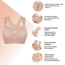 Load image into Gallery viewer, BRABIC Women Post-Surgical Sports Support Bra Front Closure with Adjustable Straps Wirefree Racerback, Beige 1, M