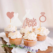 Load image into Gallery viewer, Blumomon 24Pcs Glitter Bride to Be Cupcake Toppers with Diamond Heart Dress Cake Toppers for Bridal Shower Bachelorette Party Hen Party Supplies Engagement Decorations