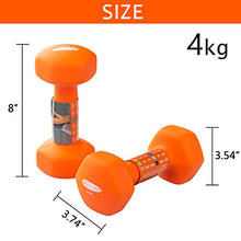 Load image into Gallery viewer, ACTIVE FOREVER Dumbbells Set of 2, Hex Dumbbells Pair, Neoprene Waterproof Non-slip Dumbells Set (Orange 2×4kg)